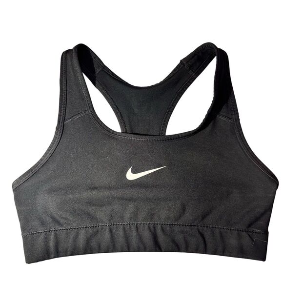 Nike Other - Nike Dri-FIT Racerback Sports Bra Black White Swoosh Logo Size S Gym